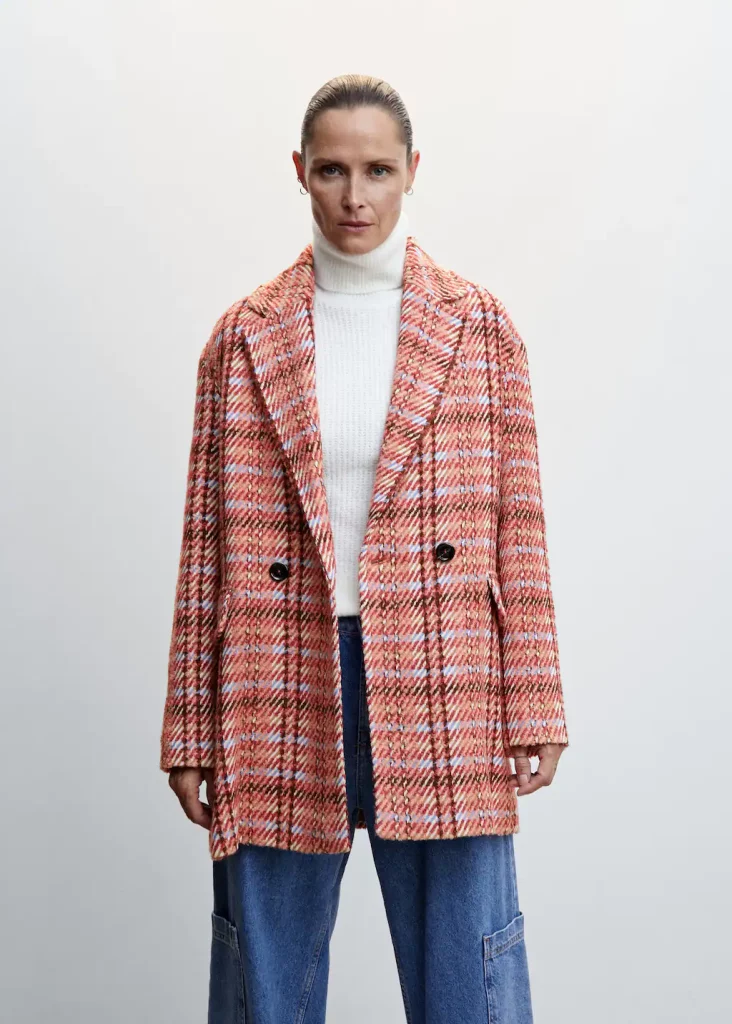Mango - Abrigo tweed cuadros