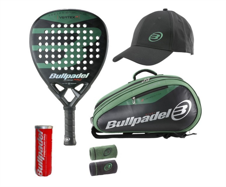 Pack Pala de pádel Vertex 2 LTD + Paletero + Gorra + Muñequeras + Bote pelotas Bullpadel el corte ingles
