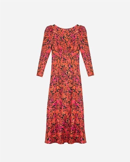 Vestido midi con mangas abullonadas el corte ingles