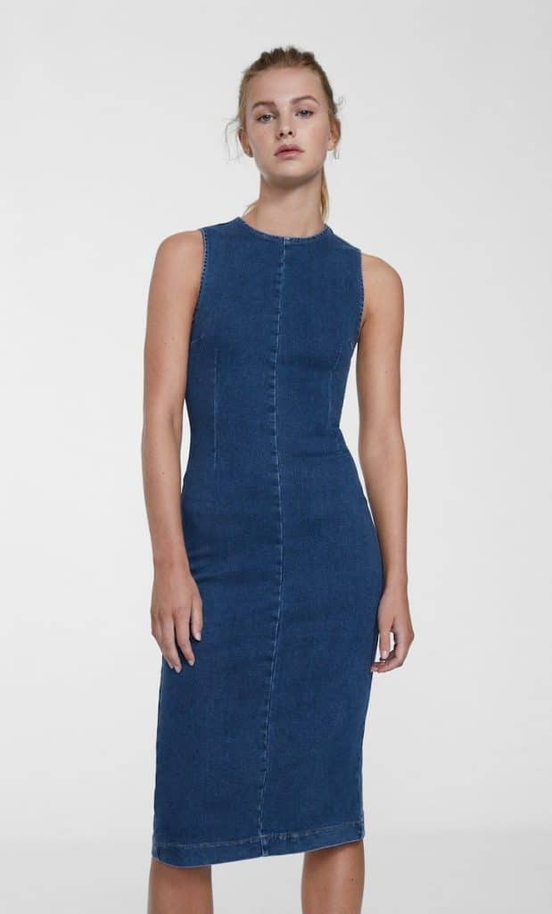 Vestido midi denim Slim