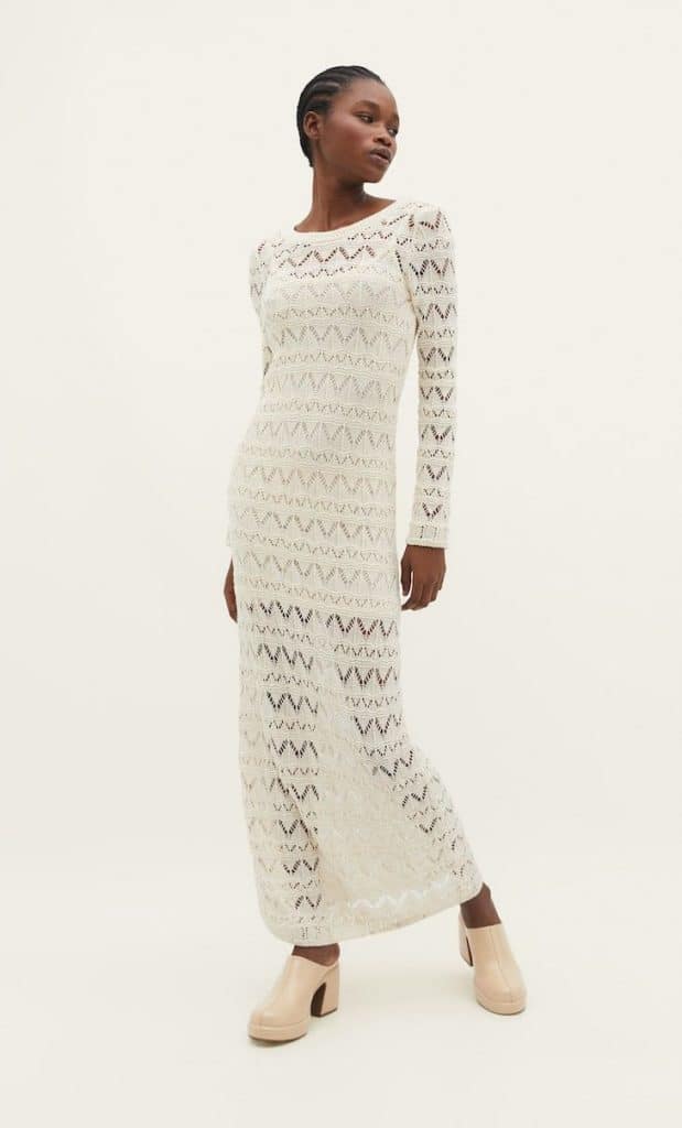 Vestido punto largo calado