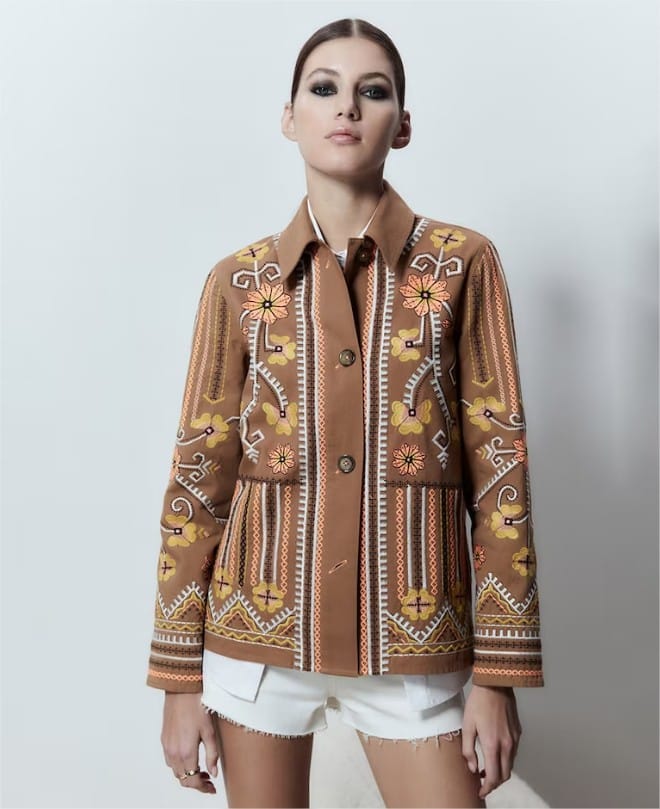 chaqueta bordada fluor sfera el corte ingles