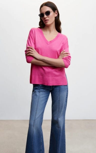 Jersey con cuello pico y aberturas