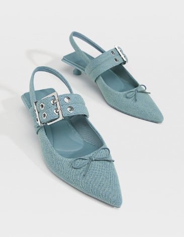 Zapatos tacón con hebilla denim de Stradivarius