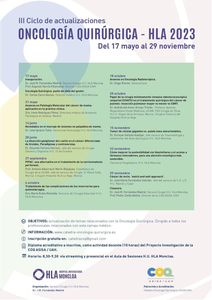 El Hospital HLA Universitario Moncloa celebra el %E2%80%98III Ciclo de Actualizaciones en Oncologia Quirurgica