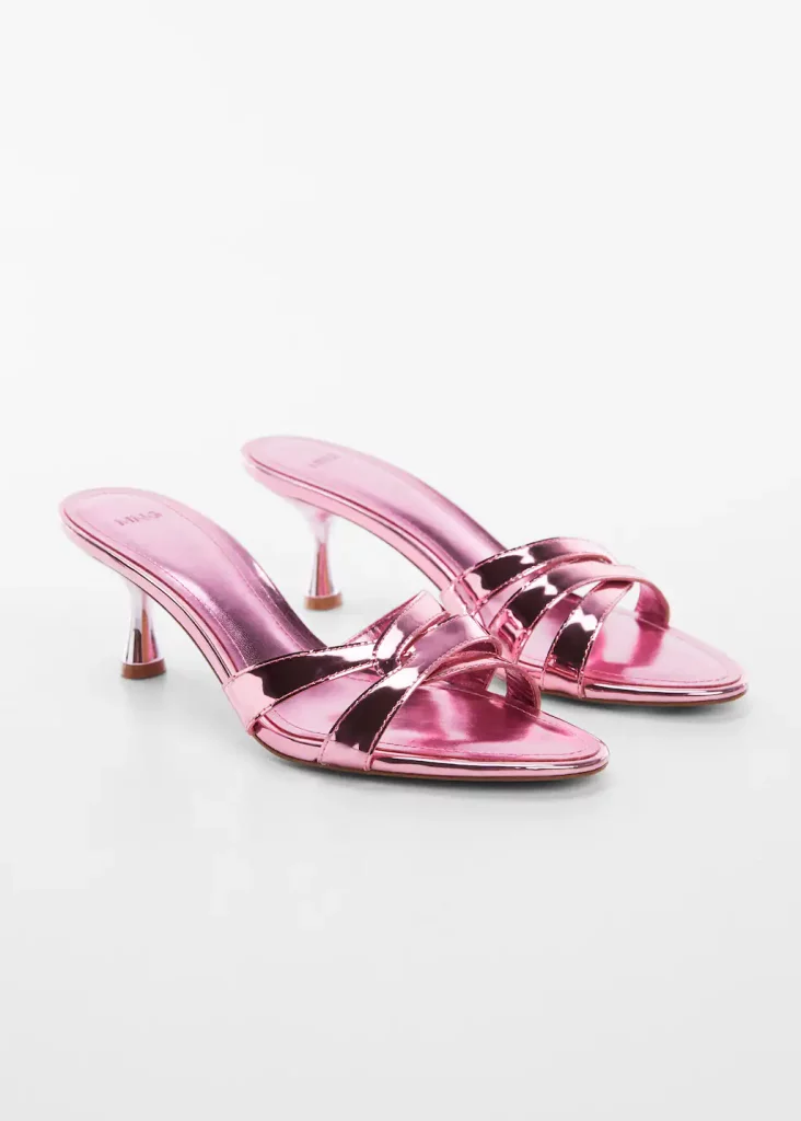 Mango - Sandalia tiras metalizada