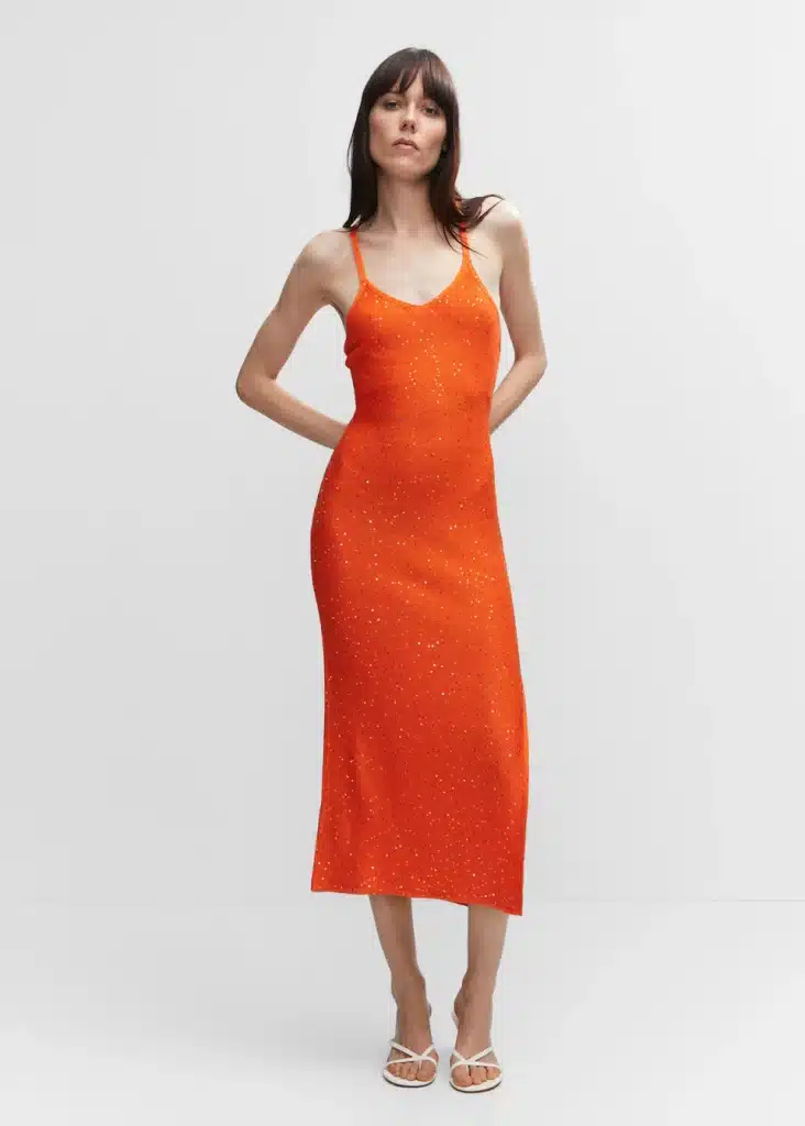 Mango - Vestido punto detalle lentejuelas