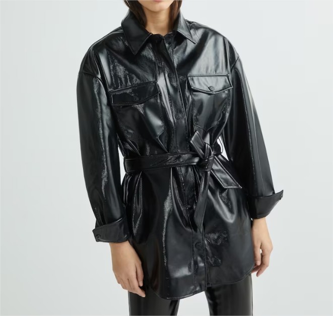 Sobrecamisa efecto piel con cinturón de mujer el corte ingles