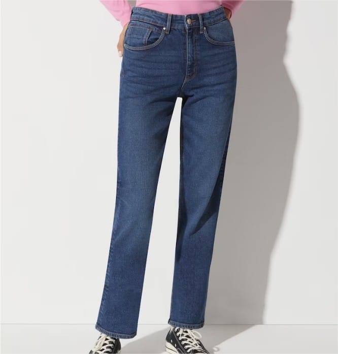 Vaquero cinco bolsillos recto de mujer liso
