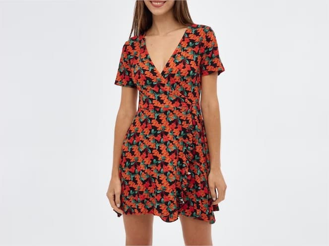 Vestido corto estampado efecto cruzado el corte ingles