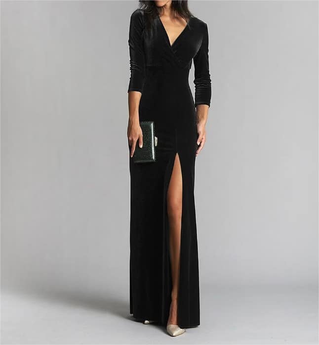 Vestido de mujer largo con escote de pico el corte ingles