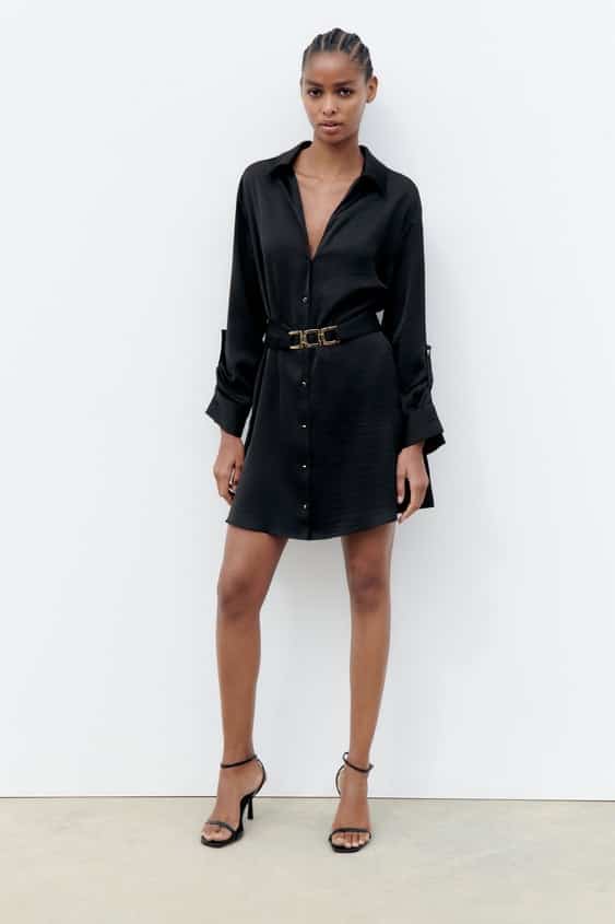 Zara - Vestido Camisero Satinado