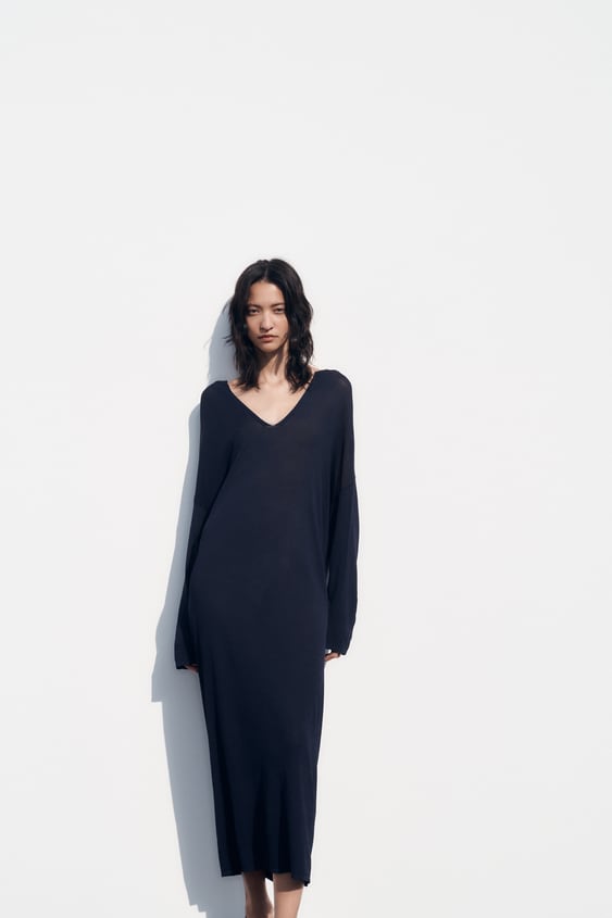 Zara - Vestido Midi Punto
