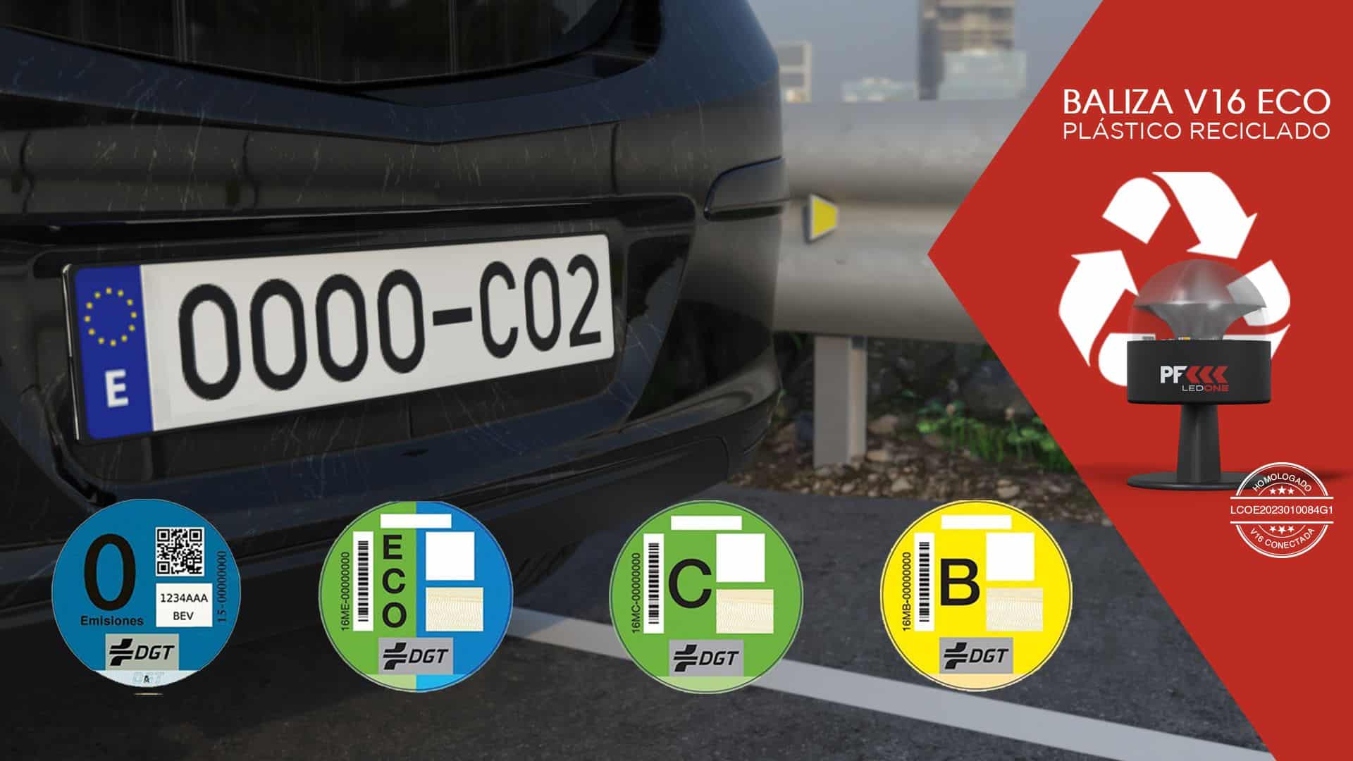 La baliza V16 conectada de Erum Vial y las etiquetas ECO, dos apuestas por la movilidad sostenible