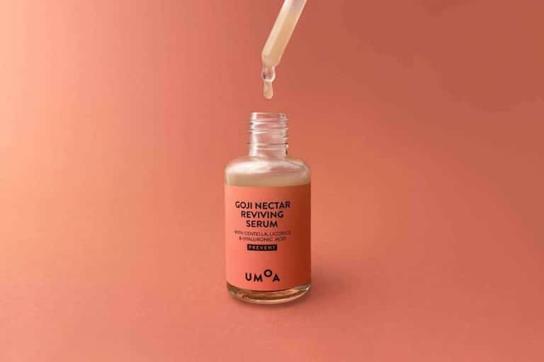 El sérum facial Goji Néctar Reviving Serum de UMOA, uno de los productos más representativos de la marca