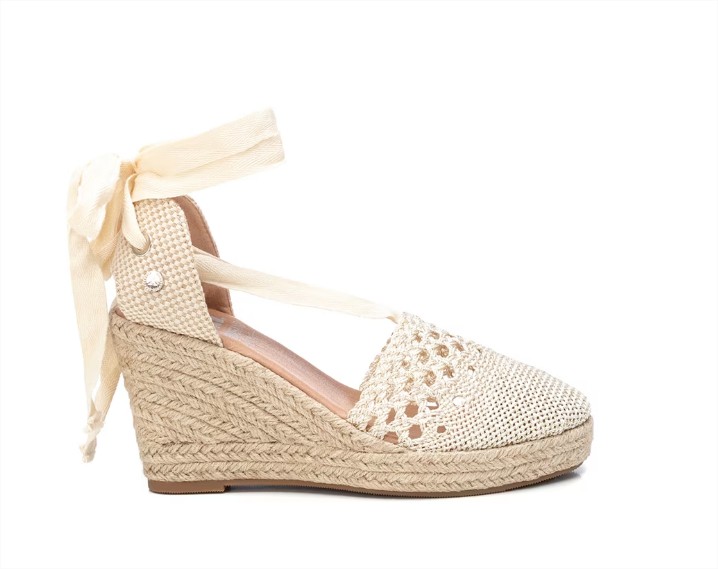 Alpargatas de cuña de mujer color blanco con cierre de cordón el corte ingles