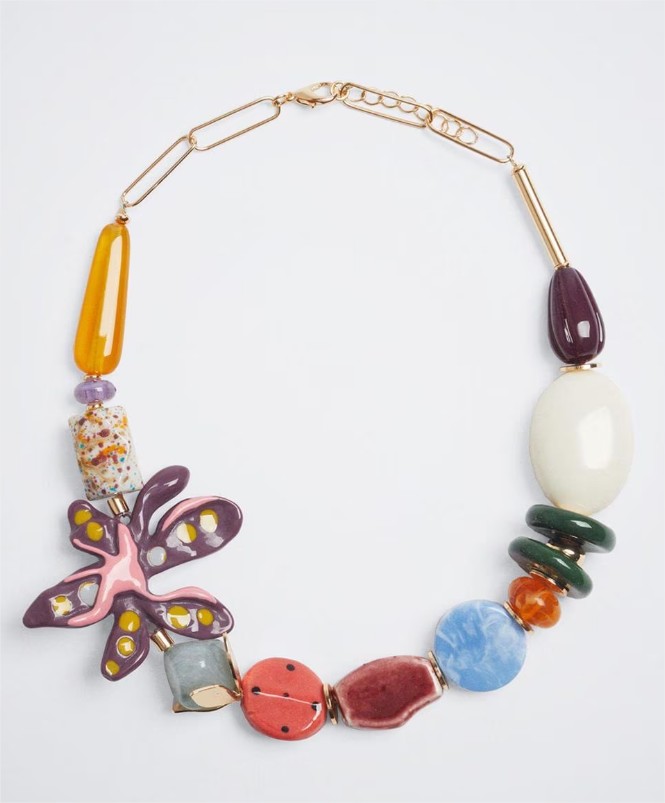 Collar grande con eslabones y abalorios en varios colores el corte ingles