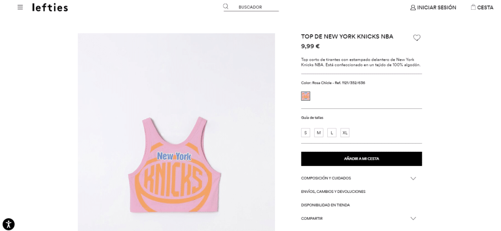 La moda de los Top femeninos con diseños de la NBA de Lefties