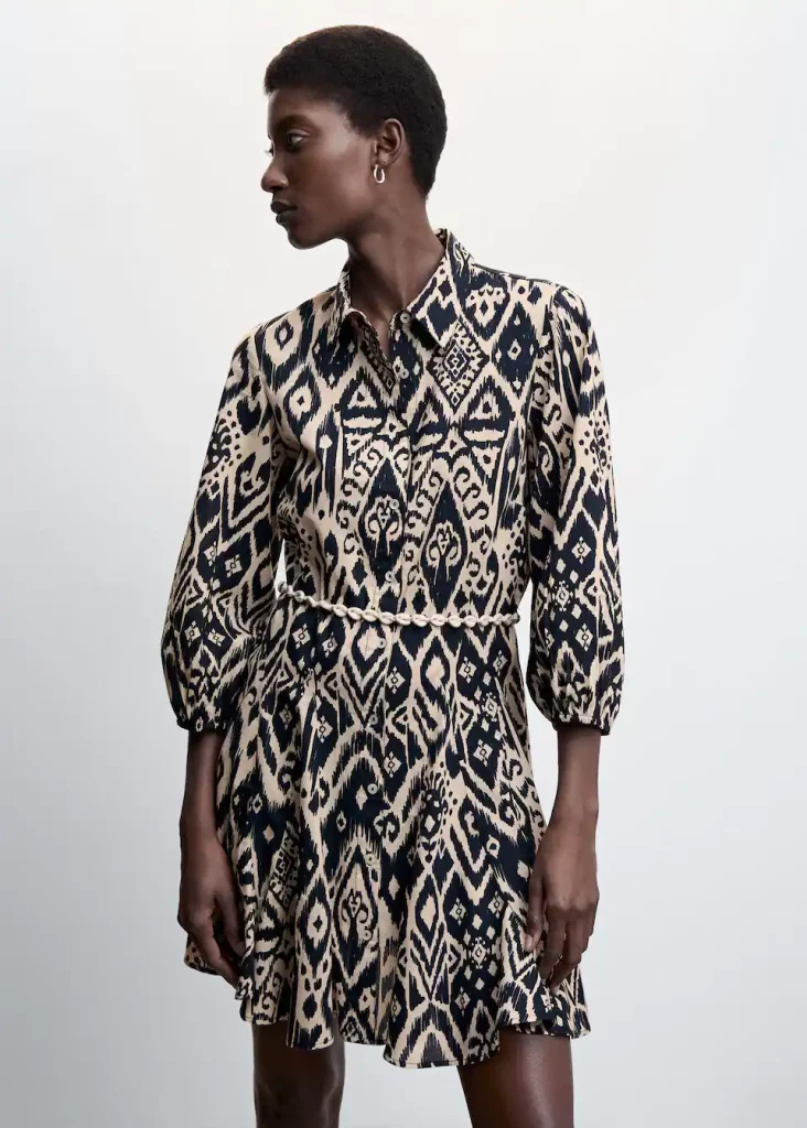 Mango - Vestido camisero cordón