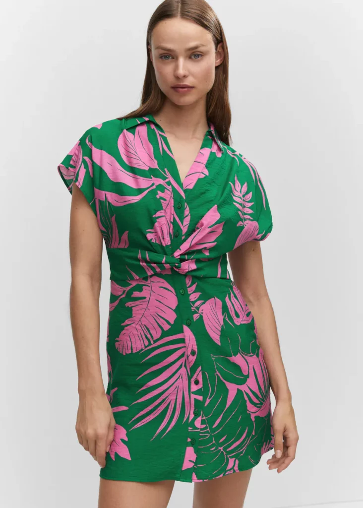 Mango - Vestido camisero tropical