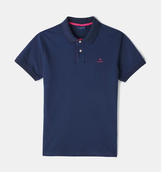 Polo pique de hombre regular azul de manga corta