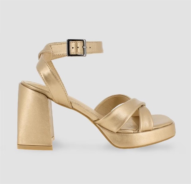 Sandalias de mujer con cierre de hebilla en oro