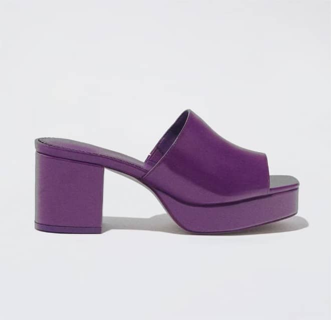 Sandalias de tacón de mujer con tira gruesa en morado el corte ingles