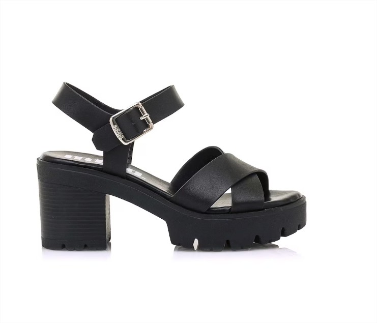 Sandalias de tacón de mujer en color negro con pala cruzada el corte ingles