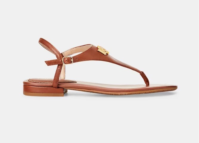 Sandalias planas de mujer en piel de color marrón el corte ingles