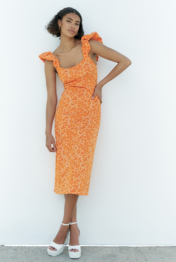 Vestido tirante abullonado de Sfera