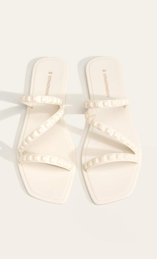 Stradivarius - Sandalias Planas Engomadas Blancas