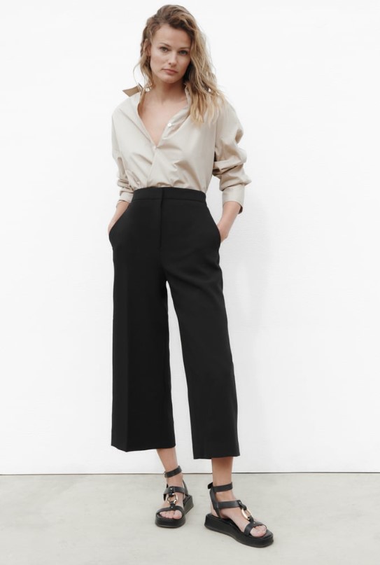 Pantalón cropped culotte de Zara