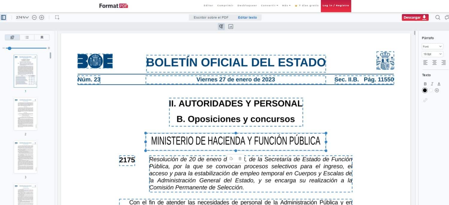 Descubre cómo editar un PDF con FormatPDF 2 elegir elemento a editar