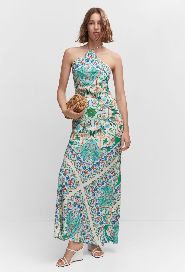 Vestido halter espalda abierta de Mango