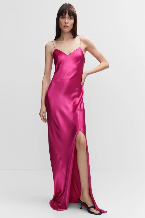 Vestido satinado abertura