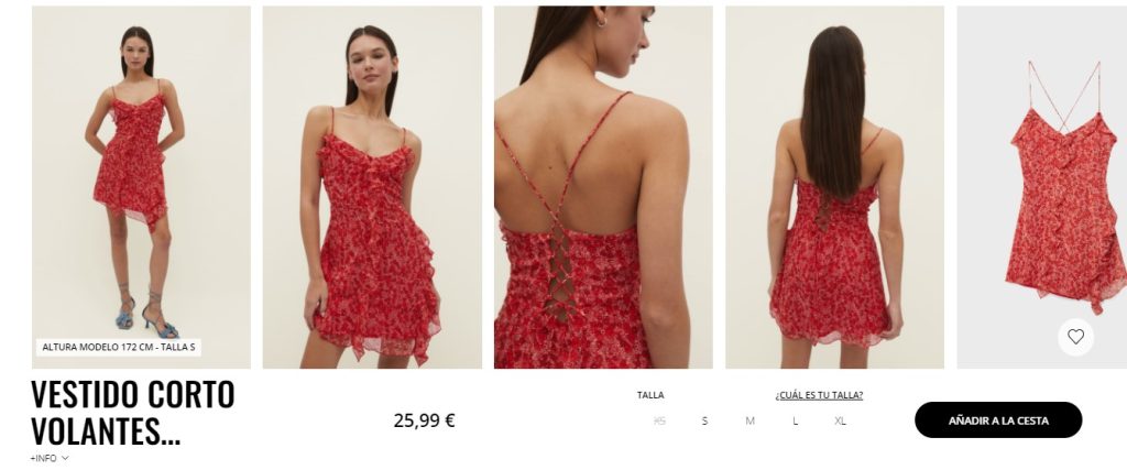 8 vestidos baratos de Stradivarius para ir a la moda sin dejarse el sueldo 86 Vestido corto volantes estampado de la colección Stradivarius