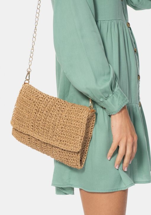 Bolso de rafia con cadena de Mujer TEX