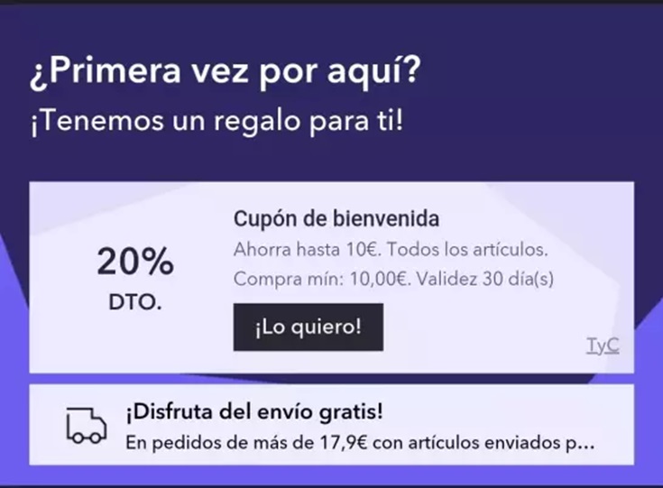 Cupon bienvenida