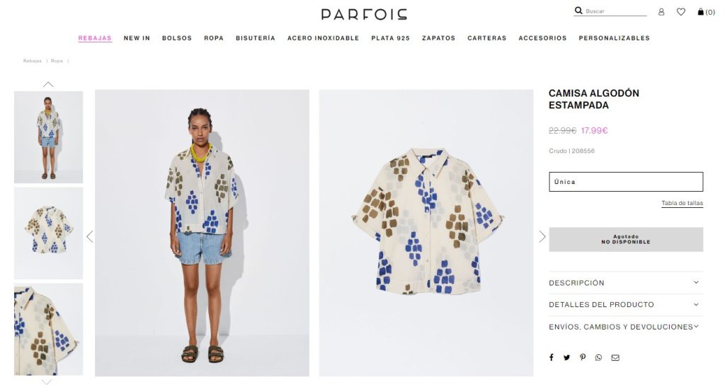 Variedad en diseños, estampados y colores en la colección de camisas de Parfois en rebaja