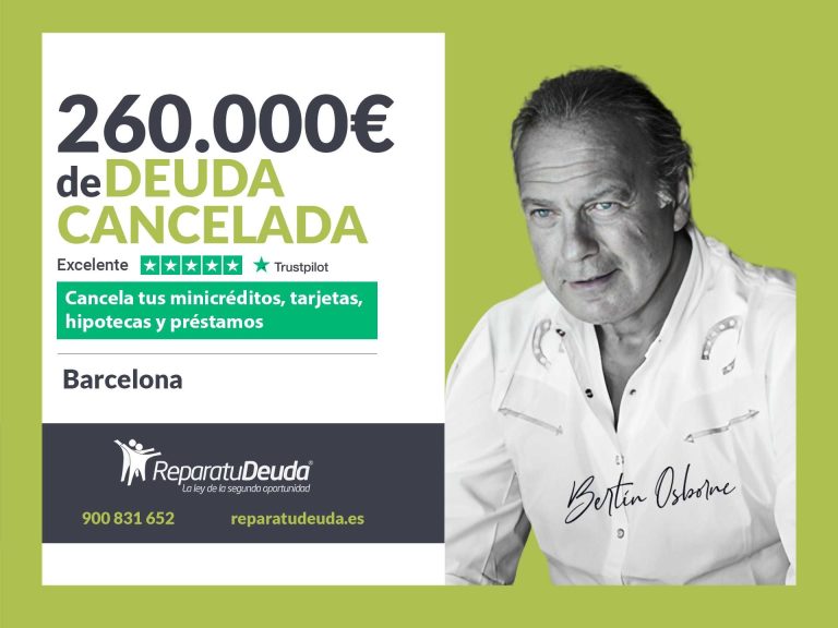 Repara tu Deuda Abogados cancela 260.000€ en Barcelona (Cataluña) con la Ley de Segunda Oportunidad