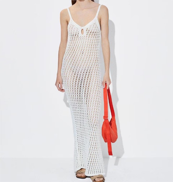 Vestido calado de tirantes en liso el corte ingles