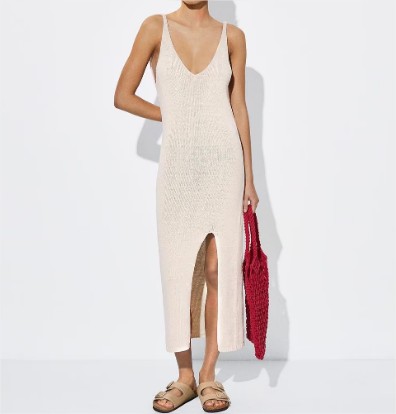 Vestido de tirantes con apertura frontal en liso el corte ingles