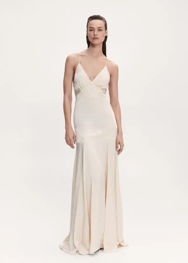 Vestido satinado espalda cruzada