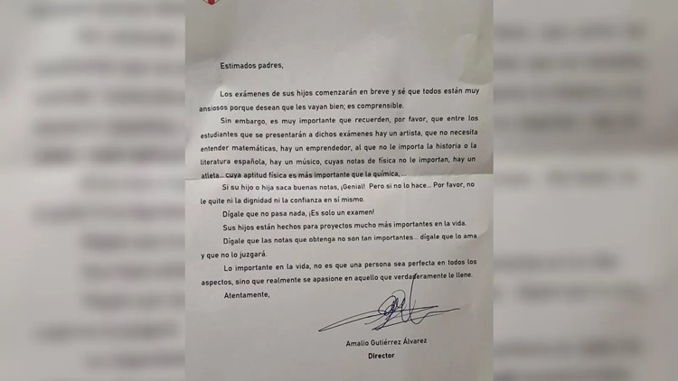 Carta viral director colegio exámenes