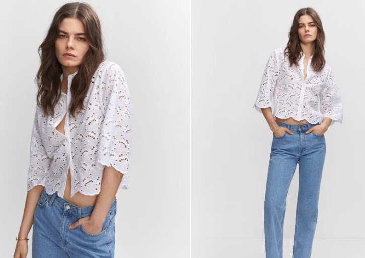 Camisa calados bordados