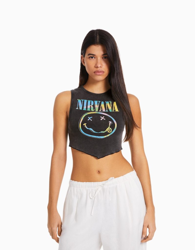 Camiseta Nirvana sin mangas print- Bershka
