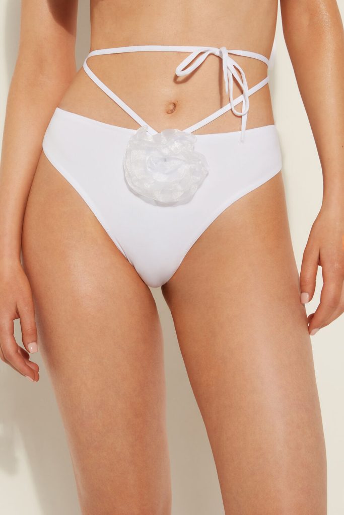 Braguita brasileña de Bikini de Pernera Alta Rose 3D Blanca