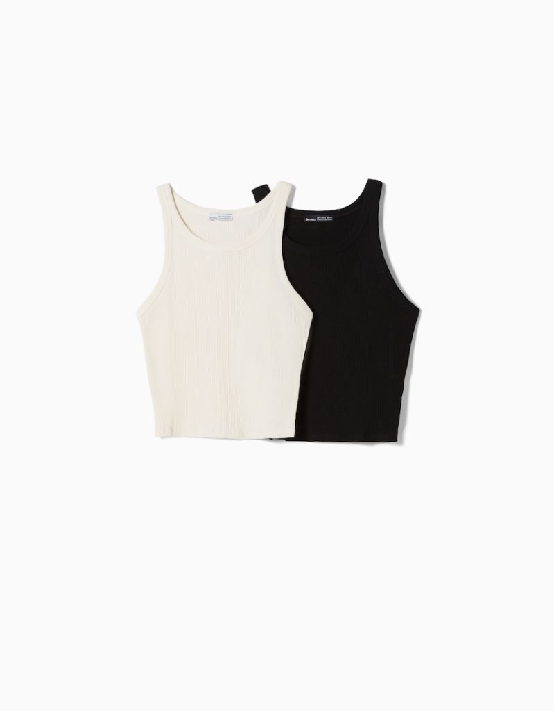 Pack 2 camisetas sin mangas rib - Bershka