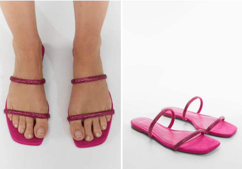 sandalias planas color rosa