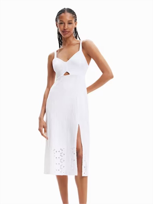 vestido midi tirantes desigual